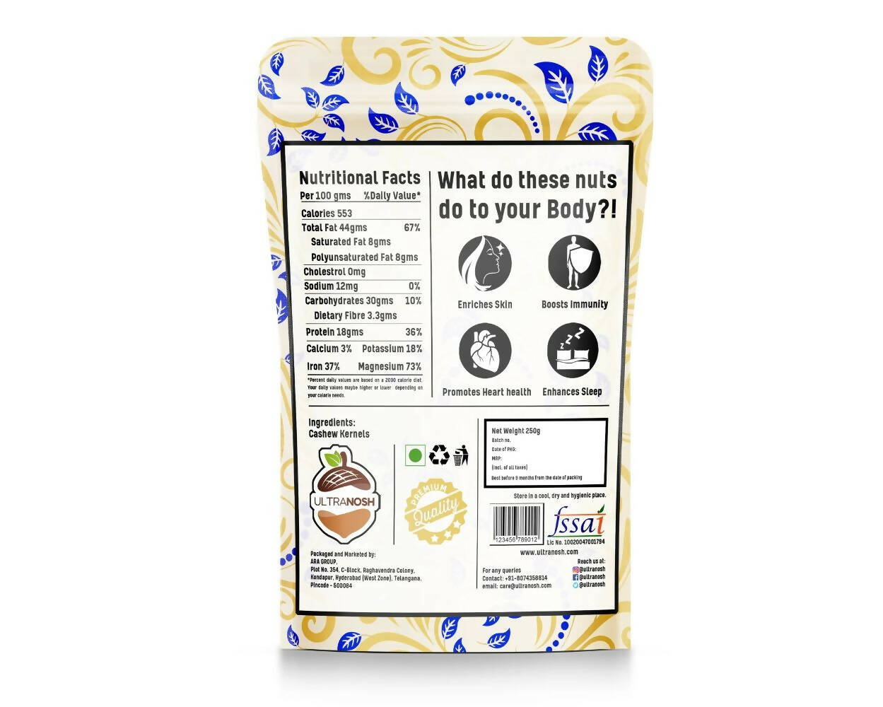 Ultranosh Premium Quality Cashews Nuts - Distacart