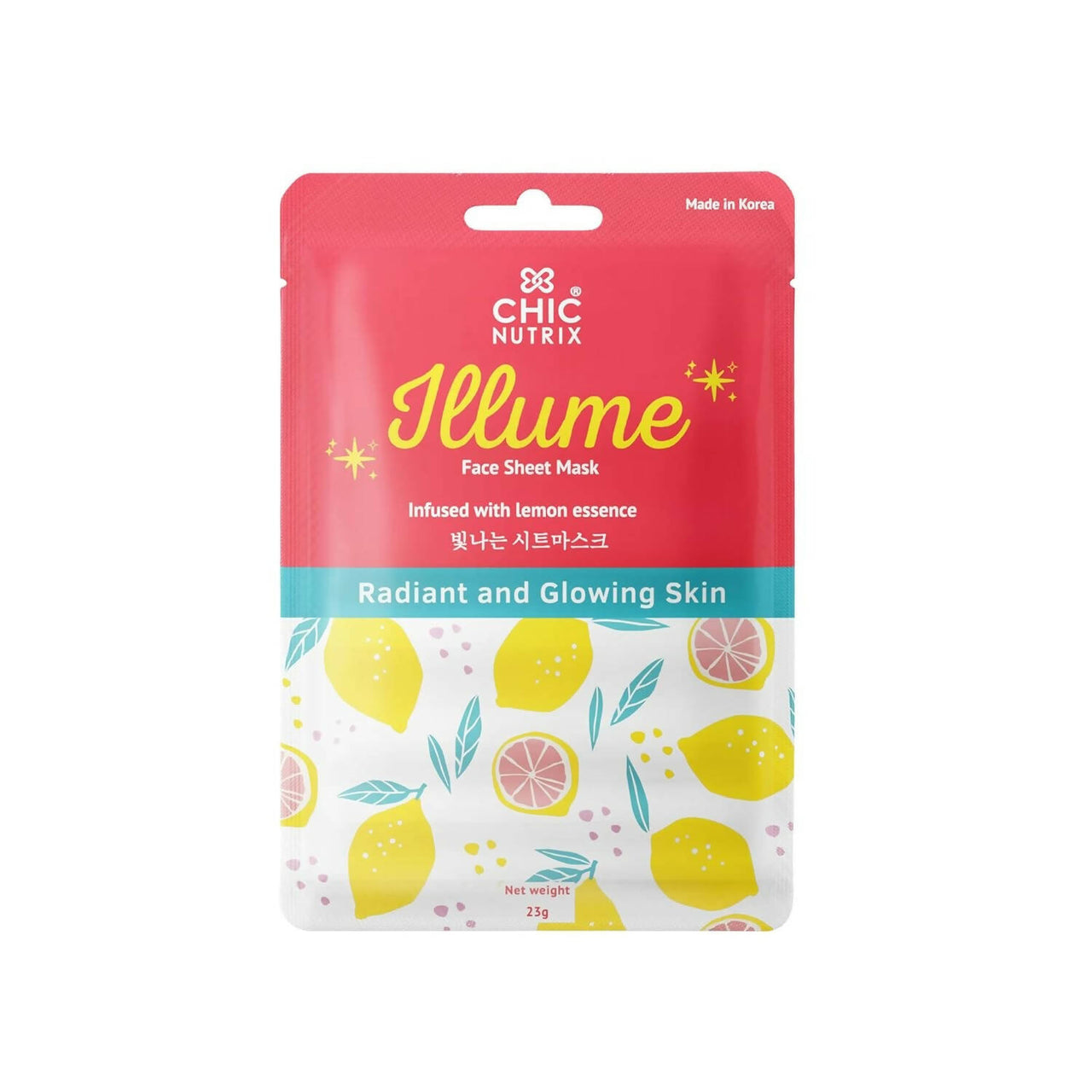 Chicnutrix Illume Face Sheet Mask Infused With Lemon Essence Rich In Vitamin C Radiant and Glowing Skin - Distacart