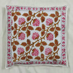 Thumbnail for The Decor Nook Pink Brown Floral Print With Pink Border Cushion Cover - Distacart