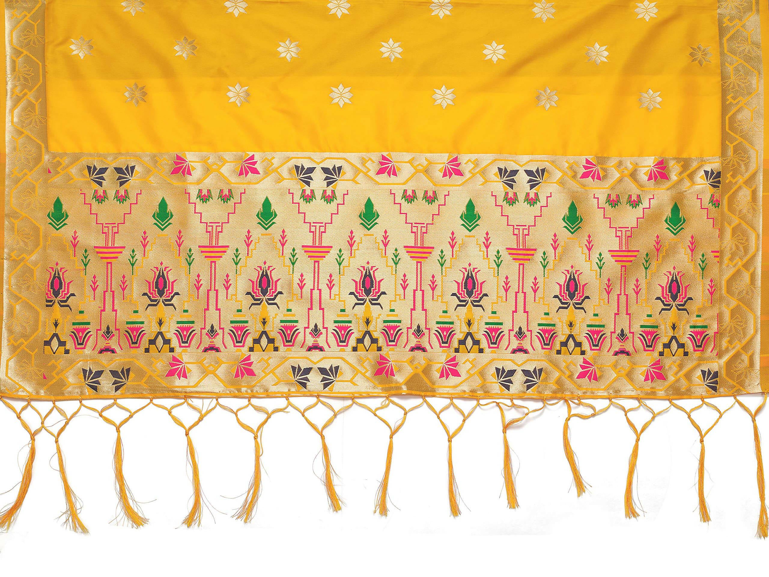 Mimosa Women's Floral Art Silk Gold Dupatta - Distacart