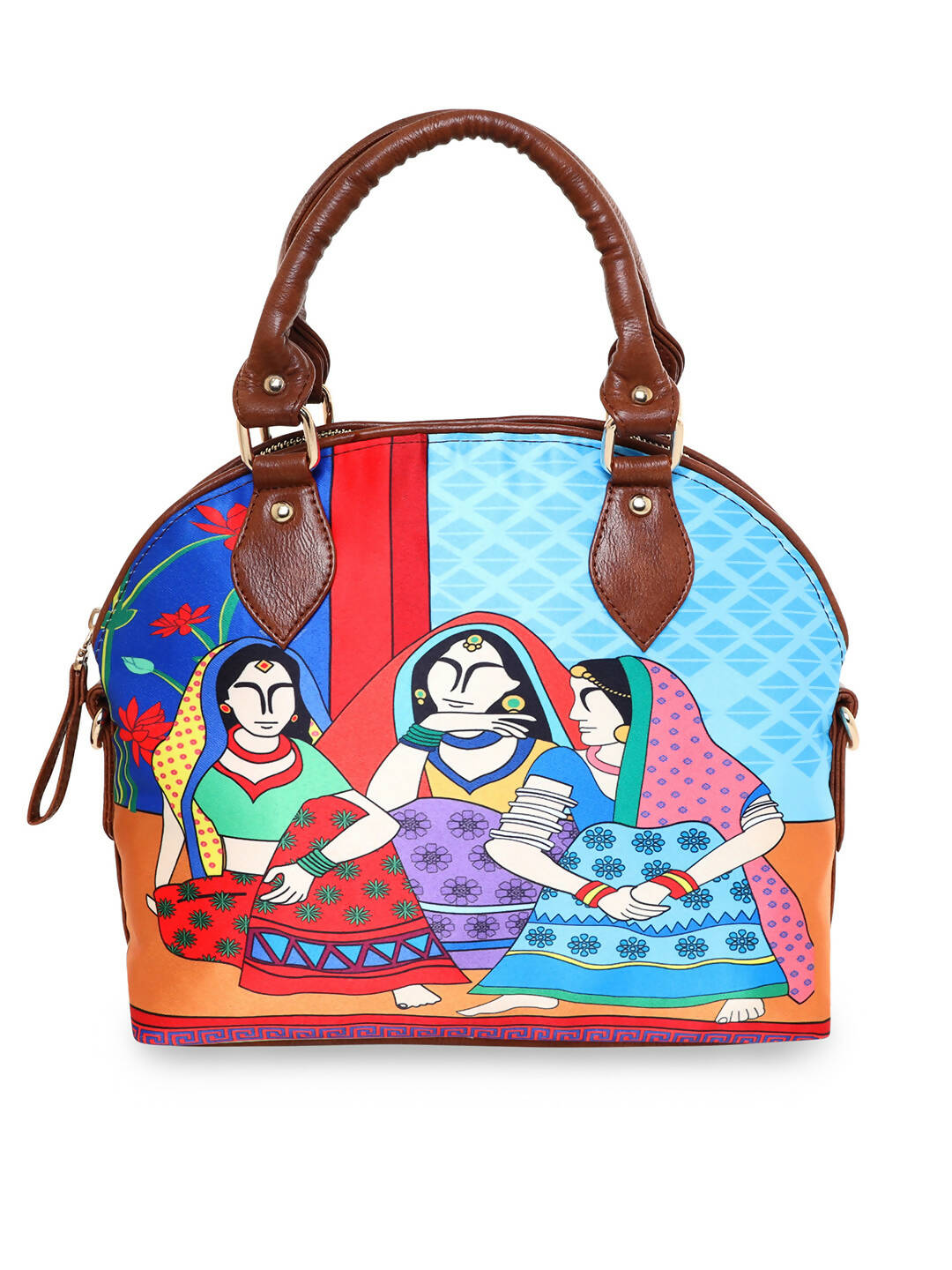 Sabhyata Village Ladies - Satin Handbag With Detachable Sling - Distacart