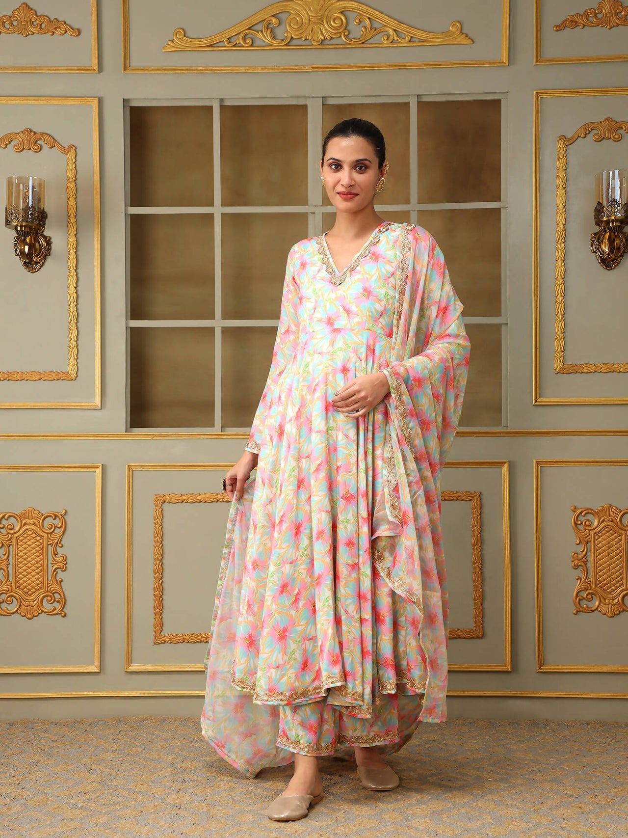 Pomcha Jaipur Pink Saadgi Gulistan Anarkali Set - Distacart