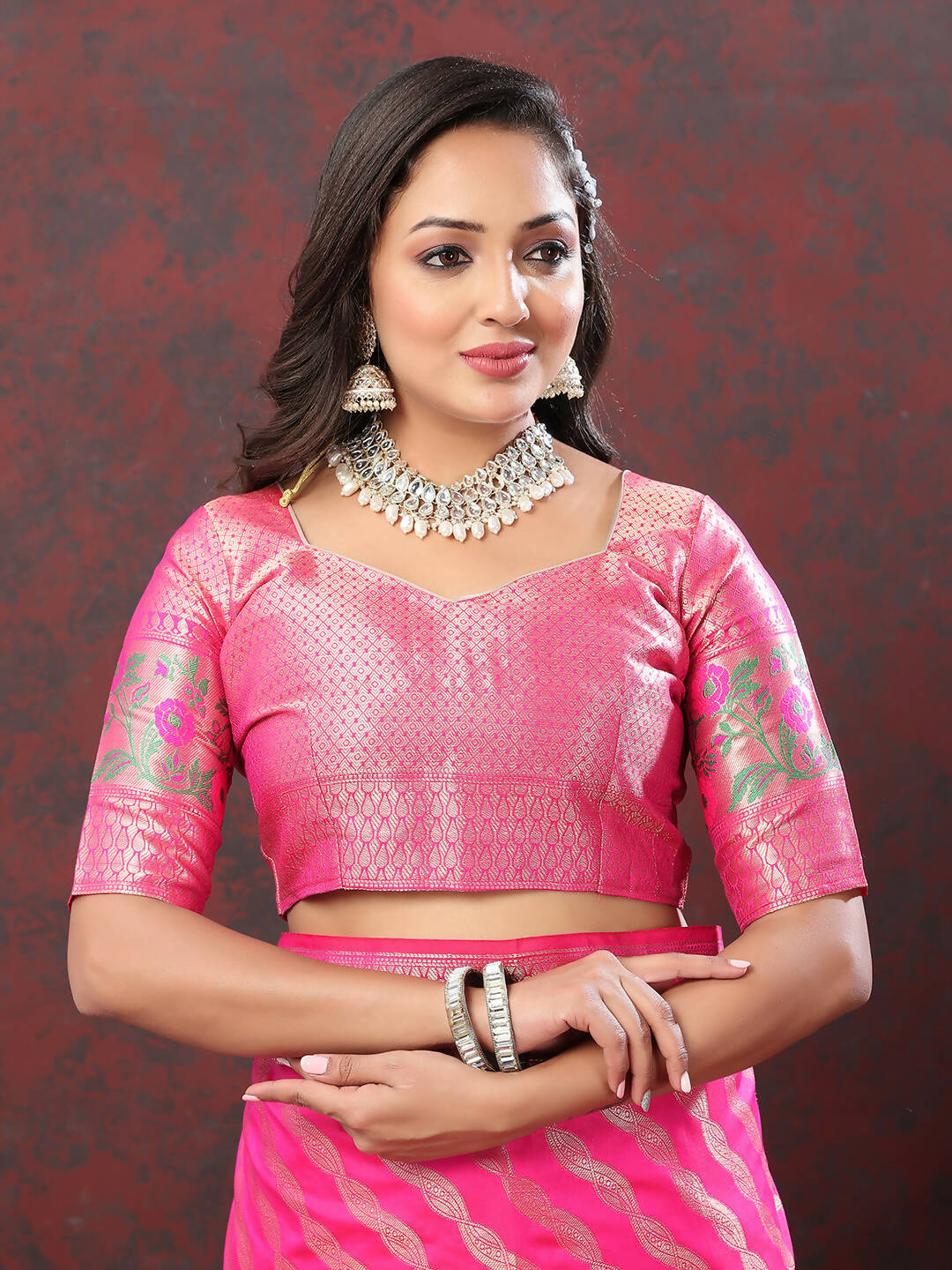 Lorenvalley Fashion Pink Soft Silk Woven Design with Zari Weaving Leheriya Design Saree - Distacart