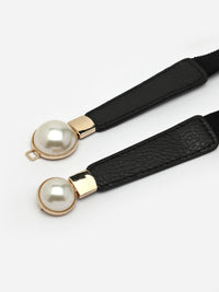Thumbnail for NVR Women Circular Black Stretchable Leather Belt - Distacart