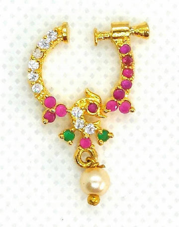 AD Ruby Peacock Bridal Nose Ring