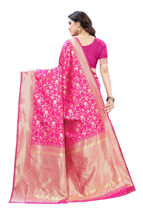 Vamika Banarasi Jacquard Weaving Pink Saree 