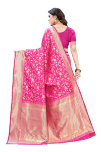 Thumbnail for Vamika Banarasi Jacquard Weaving Pink Saree 