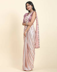 Thumbnail for Peach Pure Georgette Sequence work Ready to wear Saree with stitched Blouse - Satiksha - Distacart