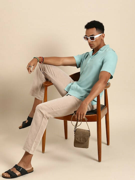 Blue Men Rayon Straight Opaque Casual Shirt - Mahotsav - Distacart