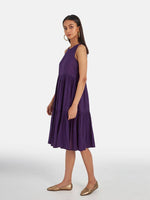 Thumbnail for Suta Women's Purple Solid Fit and Flare Dress - Distacart