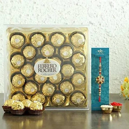Meenakari Rakhi and 24 Pcs Ferrero Rocher