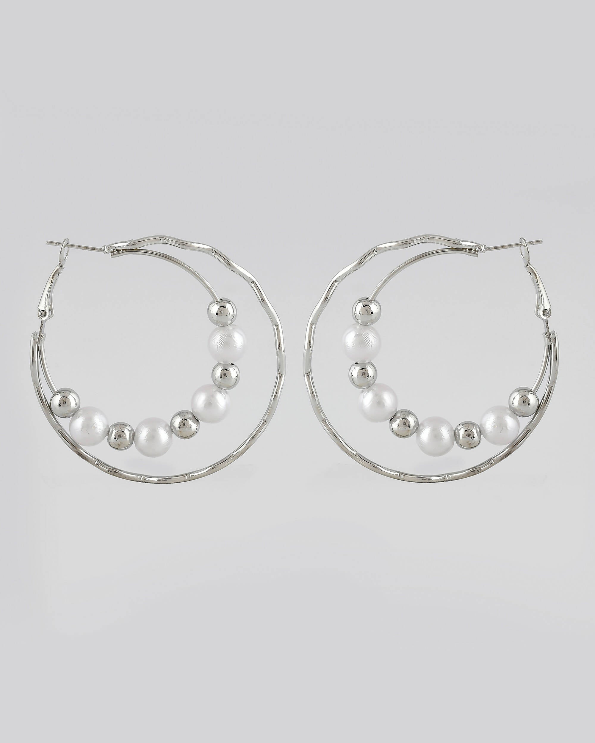 VOJ Women Sliver-Plated Pearl Stainless Steel Hoop Earrings - Distacart