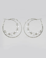 Thumbnail for VOJ Women Sliver-Plated Pearl Stainless Steel Hoop Earrings - Distacart