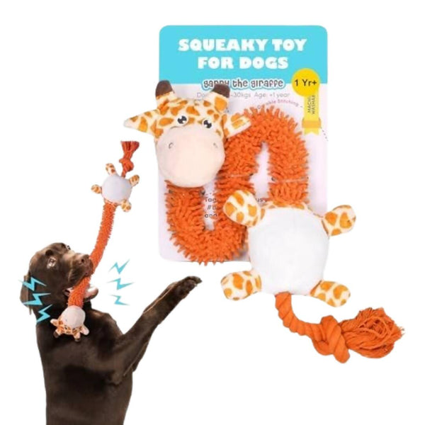 BarkButler Garry The Giraffe Soft Squeaky Plush Dog Toy - Orange - Distacart