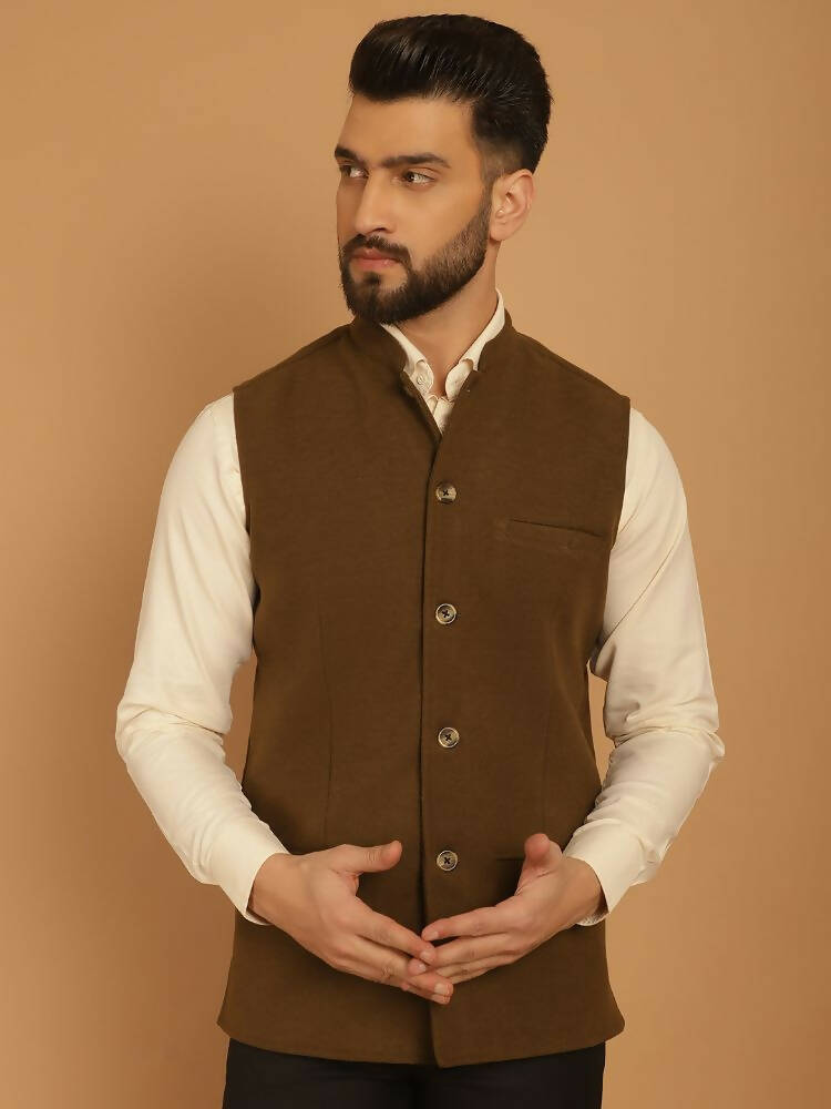 Even Apparels Pure Wool Nehru Jacket - Green - Distacart