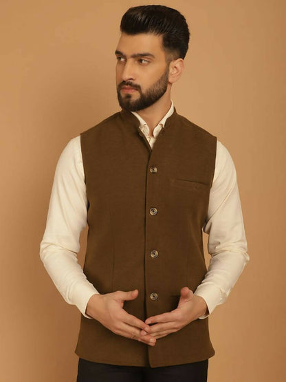 Even Apparels Pure Wool Nehru Jacket - Green - Distacart