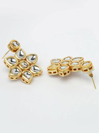 NVR Women's Gold-Plated Kundan 2 Layered Handcrafted Jewellery Sets With Drop Earrings - Distacart
