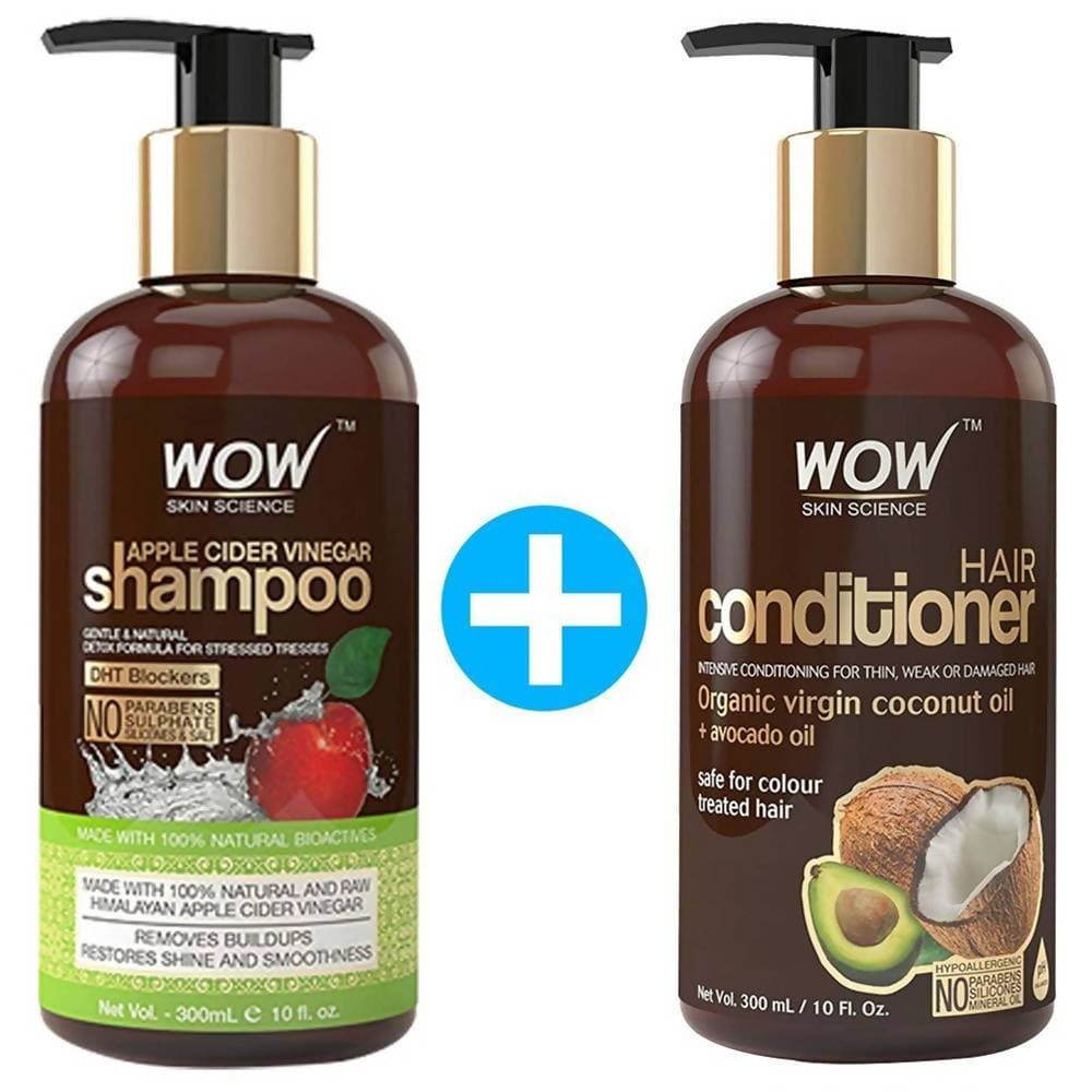 Wow Skin Science Apple Cider Vinegar Shampoo and Hair Conditioner Combo - Distacart