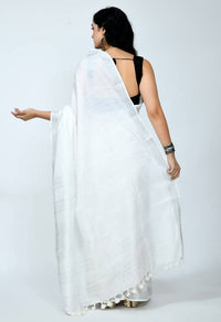 Thumbnail for Mominos Fashion Moeza Bhagalpuri Handloom Silk White Saree