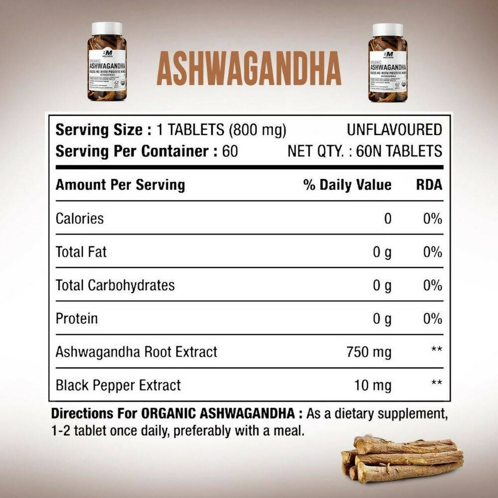 BM Wellness Ashwagandha Organic 800 mg Tablets - Distacart