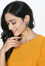 Thumbnail for Mominos Fashion Johar Kamal Beautiful Kundan Work Jhumka With White Beads - Distacart