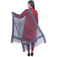 Thumbnail for A R SILK Gray Color Chandna Orgenza cotton Dupattas and Chunnis