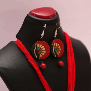 Terracotta Jewelry Thread Pendant with Earrings