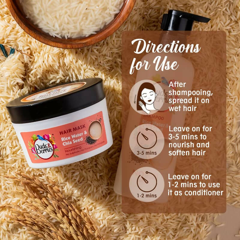 Buds & Berries Nourishing Hair Mask With Rice Water & Chia Seeds - Distacart