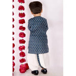 Thumbnail for Little Bansi Indigo and White Cplor Bengali Kantha work floral kurta with Dhoti