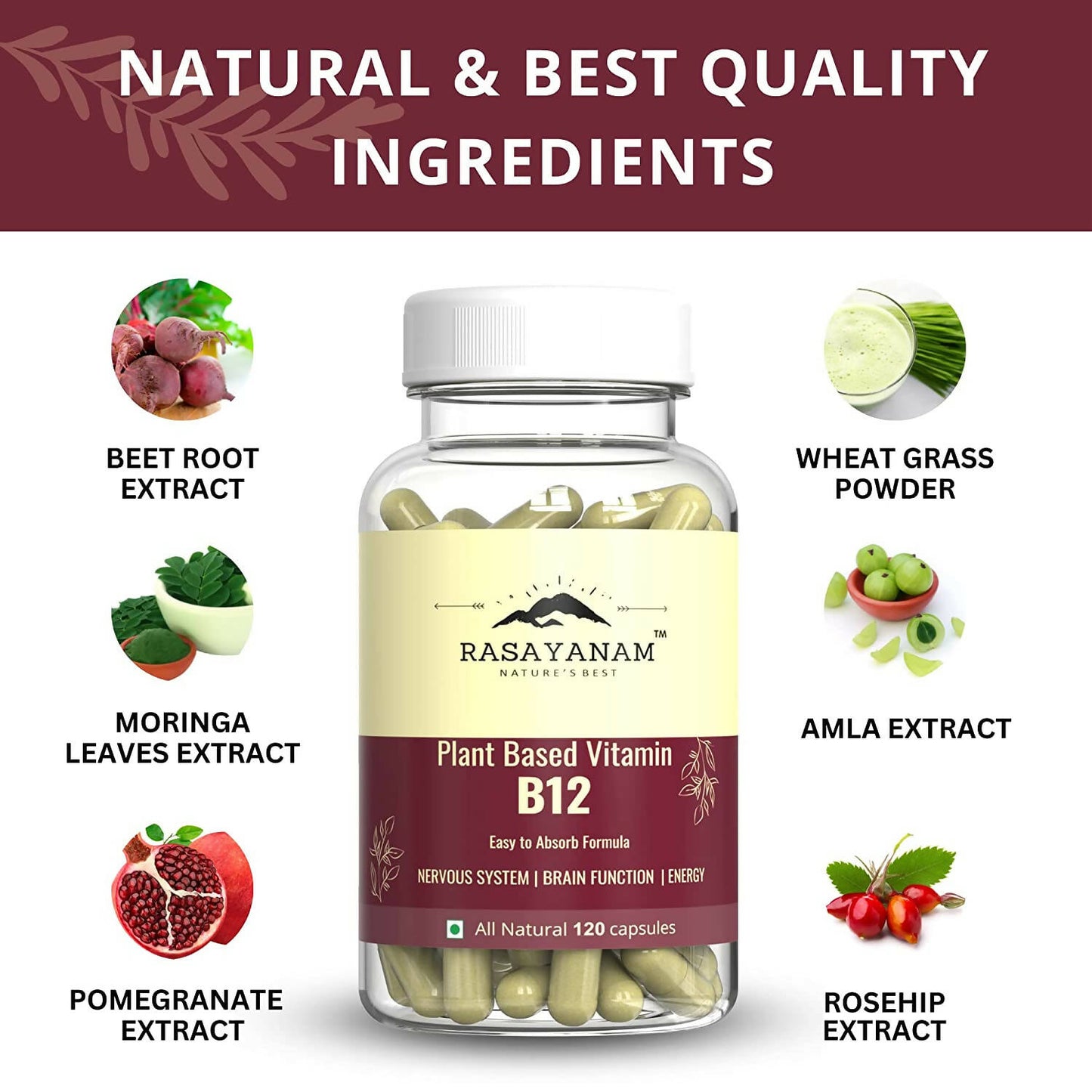 Rasayanam Plant Based Vitamin B12 Capsules for Men & Women - Distacart