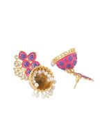 Thumbnail for NVR Women Pink Dome Shaped Jhumka Earrings - Distacart