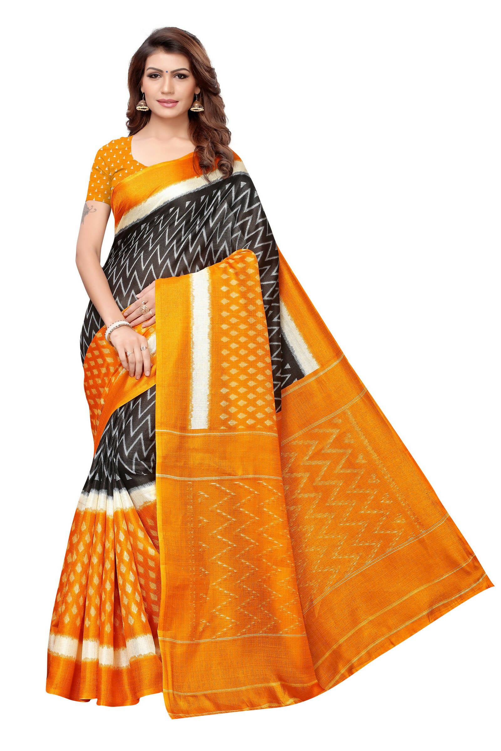 Vamika Mustard Kalamkari With Jhalar Khadi Silk Saree - Distacart