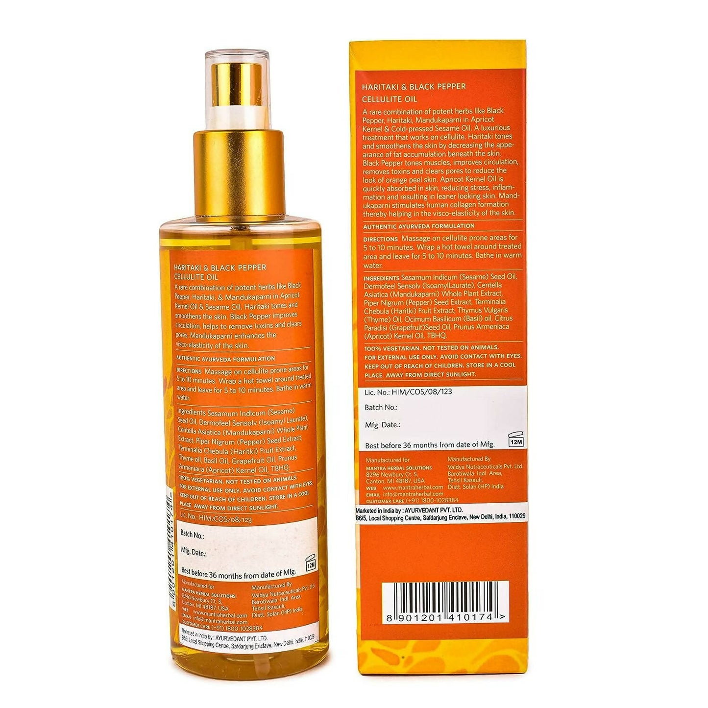 Mantra Herbal Haritaki and Black Pepper Cellulite Oil - Distacart
