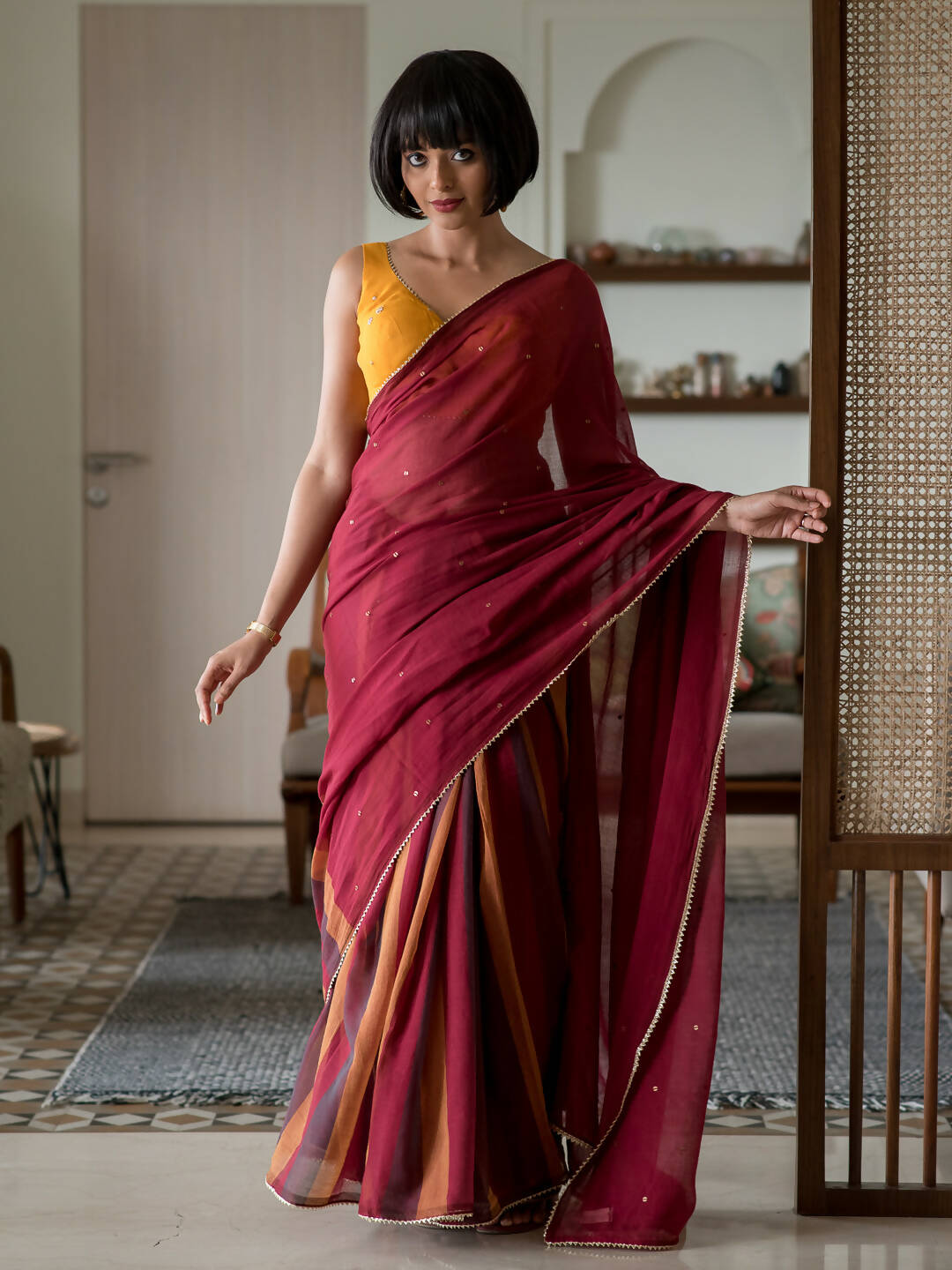 Suta Red Woven Design Pure Cotton Saree - Distacart