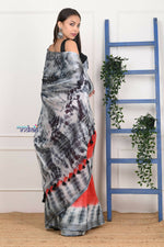 Thumbnail for Very Much Indian Handmade Tie And Dye Cotton Saree By Women Weavers -Red Black - Distacart