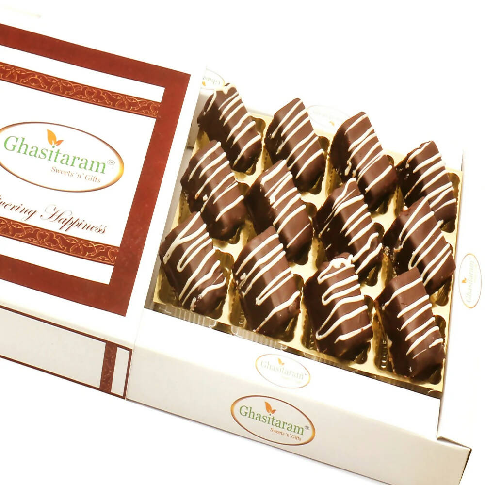 Ghasitaram Chocolate Rectangle Cashew Bites In White Box - Distacart