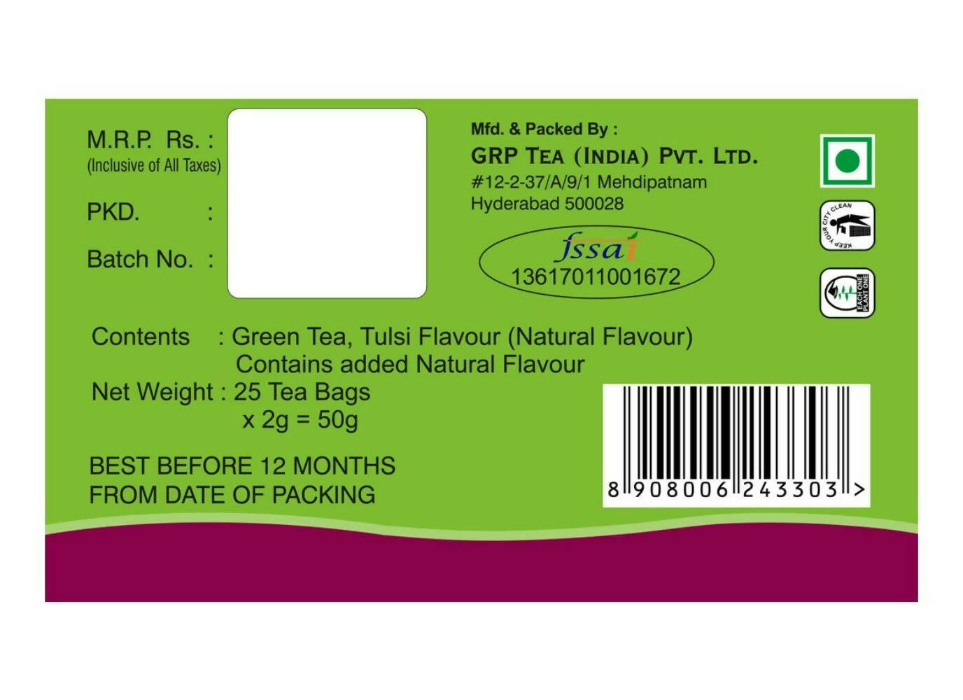Tanza Tea Slim Green Tea Bags Tulsi Herbal - Distacart