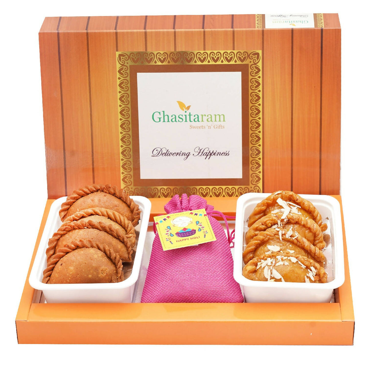 Ghasitaram Assorted Box of Gujiyas, Dry Sweet Gujiyas and Thandai - Distacart