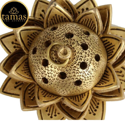 Tamas Brass Handcrafted Lotus Dhoop Stand with Antique Finish - Distacart