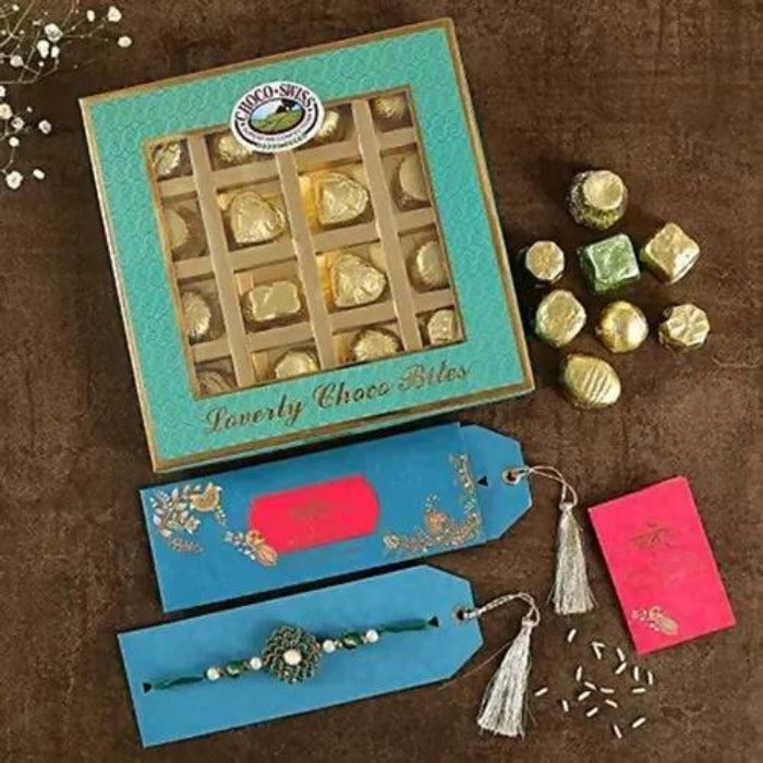 Premium Beads Rakhi & Box of Choco Swiss - Distacart