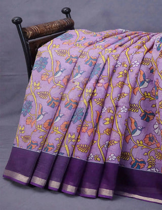 Lavendar & Blue Combo Bird Design Pure Kota Cotton Saree By Gayathri Reddy Designer Studio - Distacart