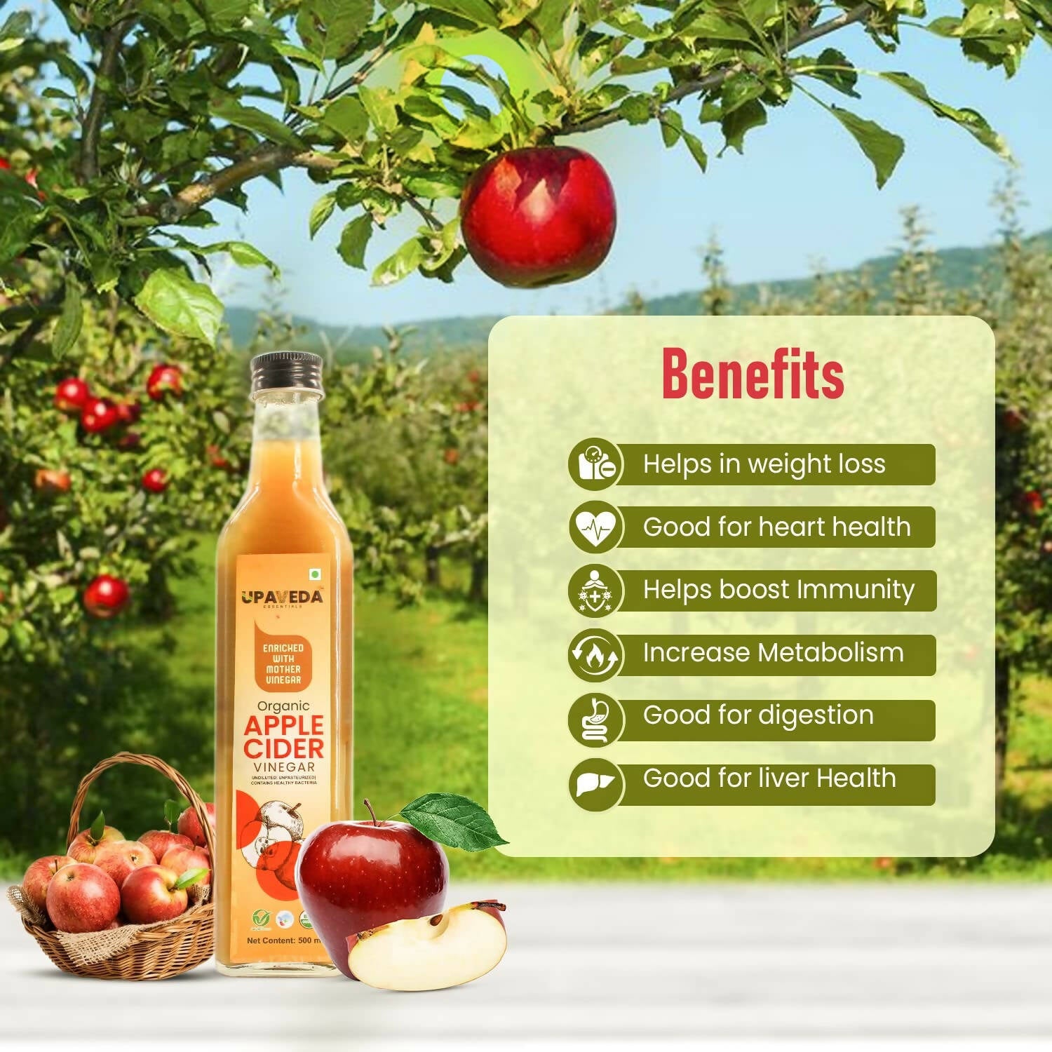 Upaveda Organic Apple Cider Vinegar - Distacart