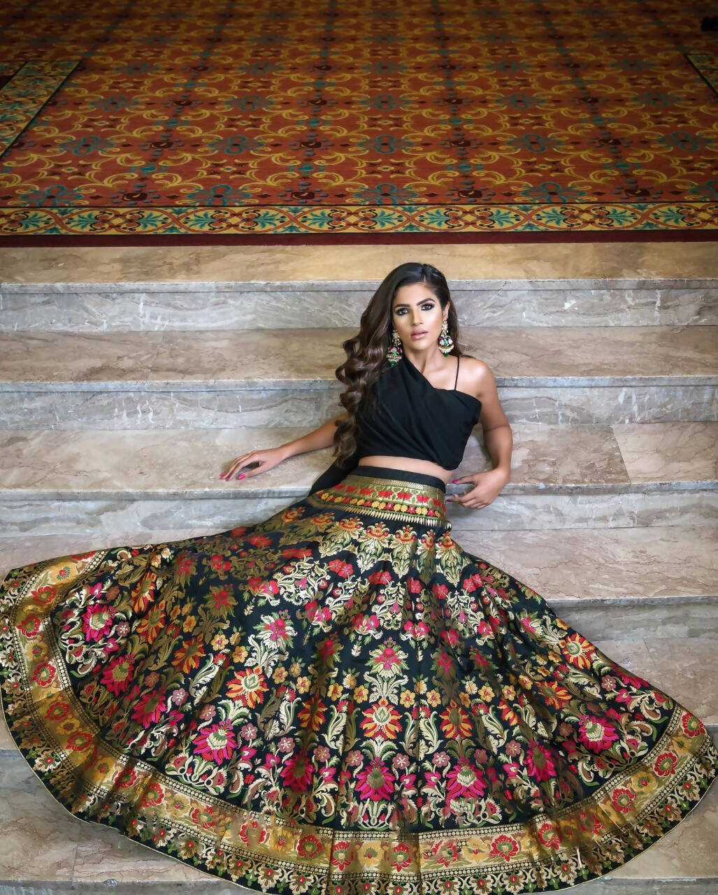 InfinitySaree Black Banarasi Silk Lehenga Choli for Women, Ready to Wear Stitched Lengha Choli for Party - Distacart