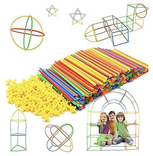 Kipa Children's Puzzle Straw Assembly, Educational Play and Learn Plastic Building Construction, Stitching Assembly Straw Build Blocks Creative Toy - Distacart