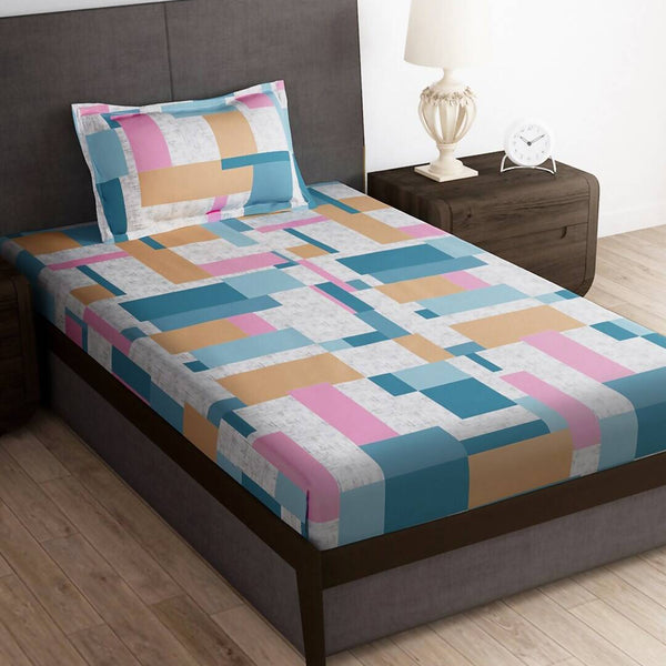 Story@home Arena Grey & White Printed 180 TC Bedsheet & Pillow Covers - Distacart