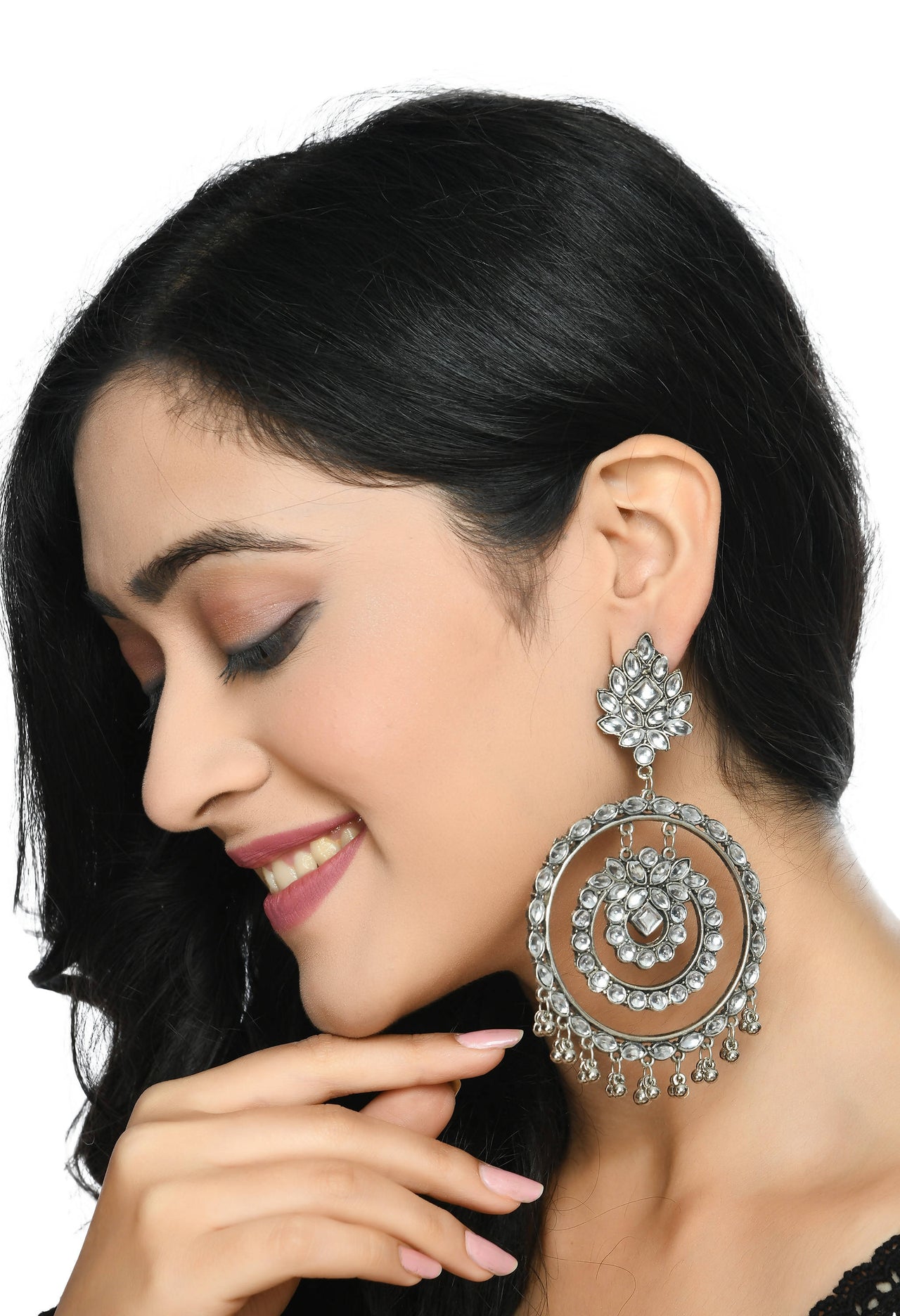 Mominos Fashion Johar Kamal Women's White Kundan Circles Earrings - Distacart