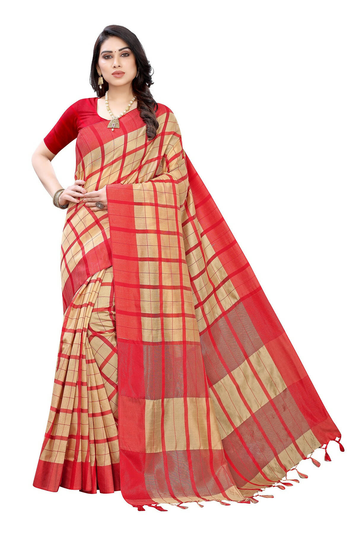 Vamika Cream Cotton Silk Weaving Saree (SATURN CHICKU) - Distacart