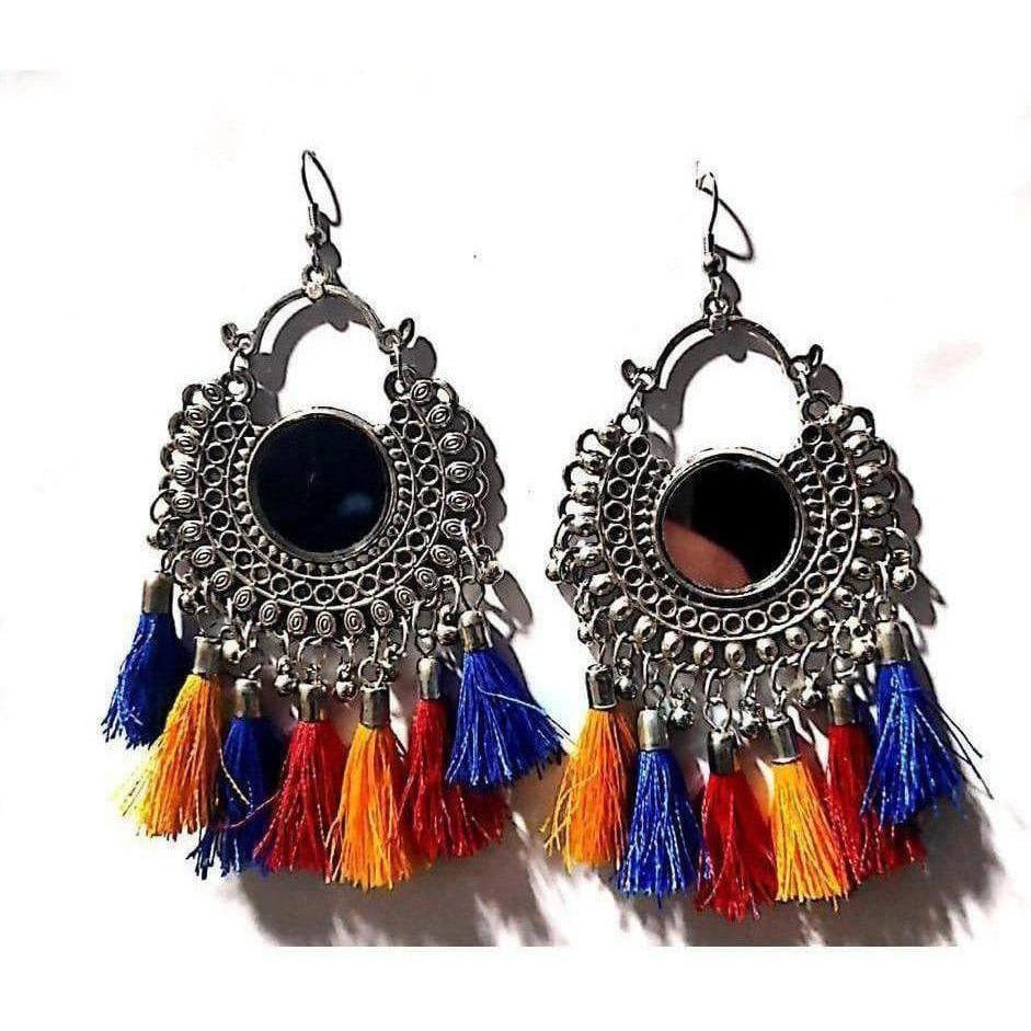 Afghani Oxidised Fashion Earrings In Chandbali Shape Party Wear