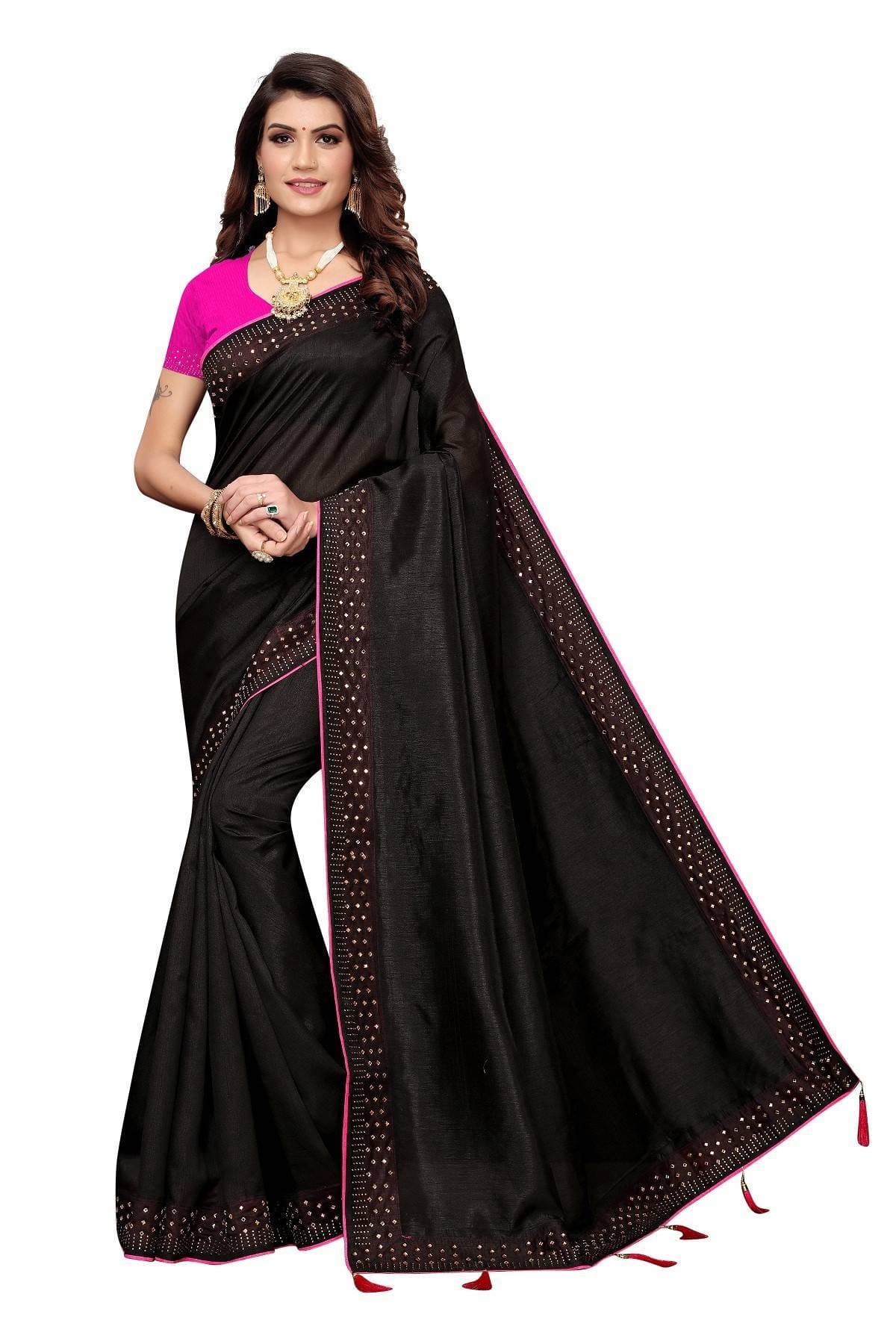 Vamika Black Zoya Silk Stone Work Latest Saree