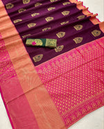 Thumbnail for DEIANA'S Beautiful Golden Jari with New Design Soft Lichi Silk Saree - Wine - Distacart